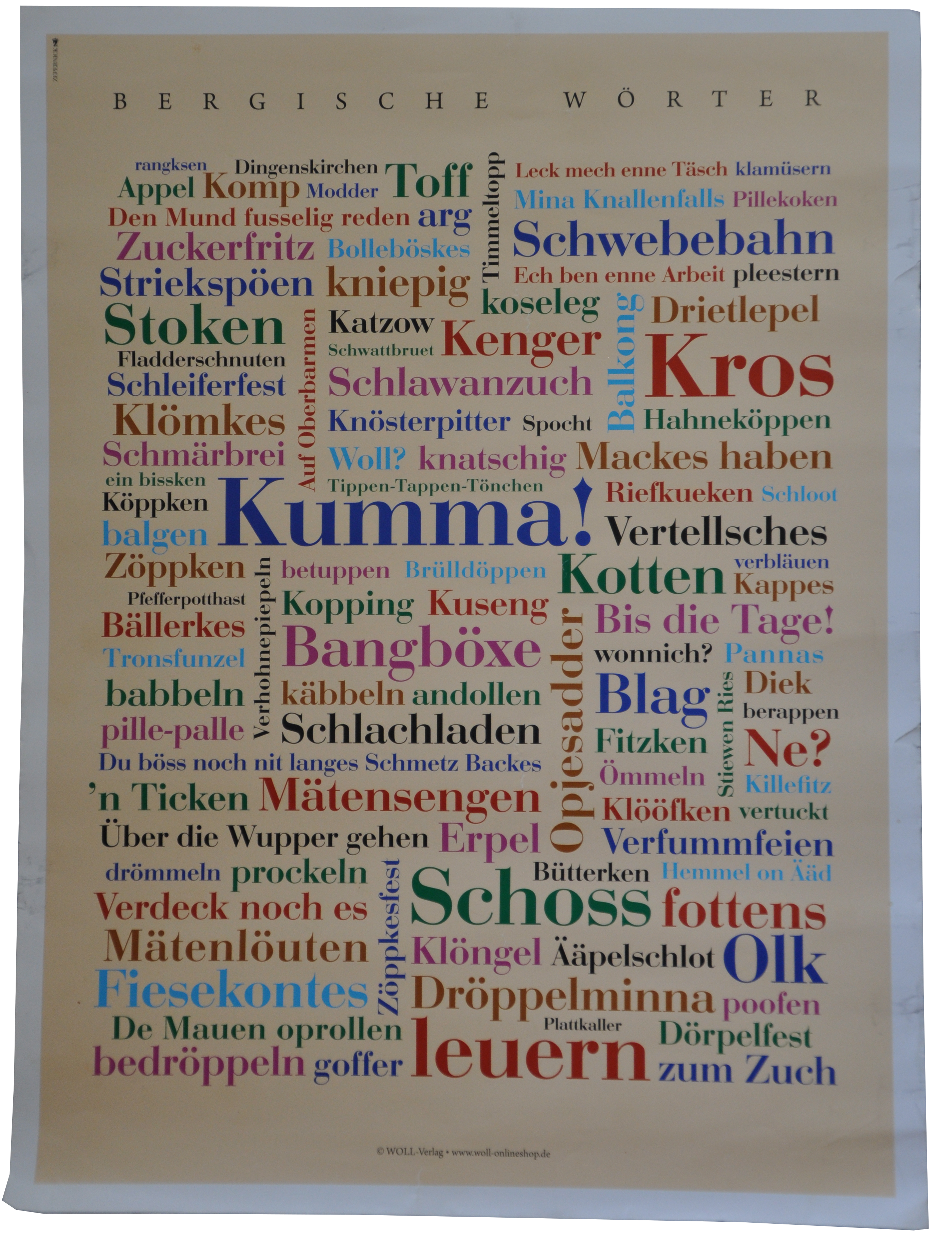 Poster Bergische Wörter klein 30x40 cm