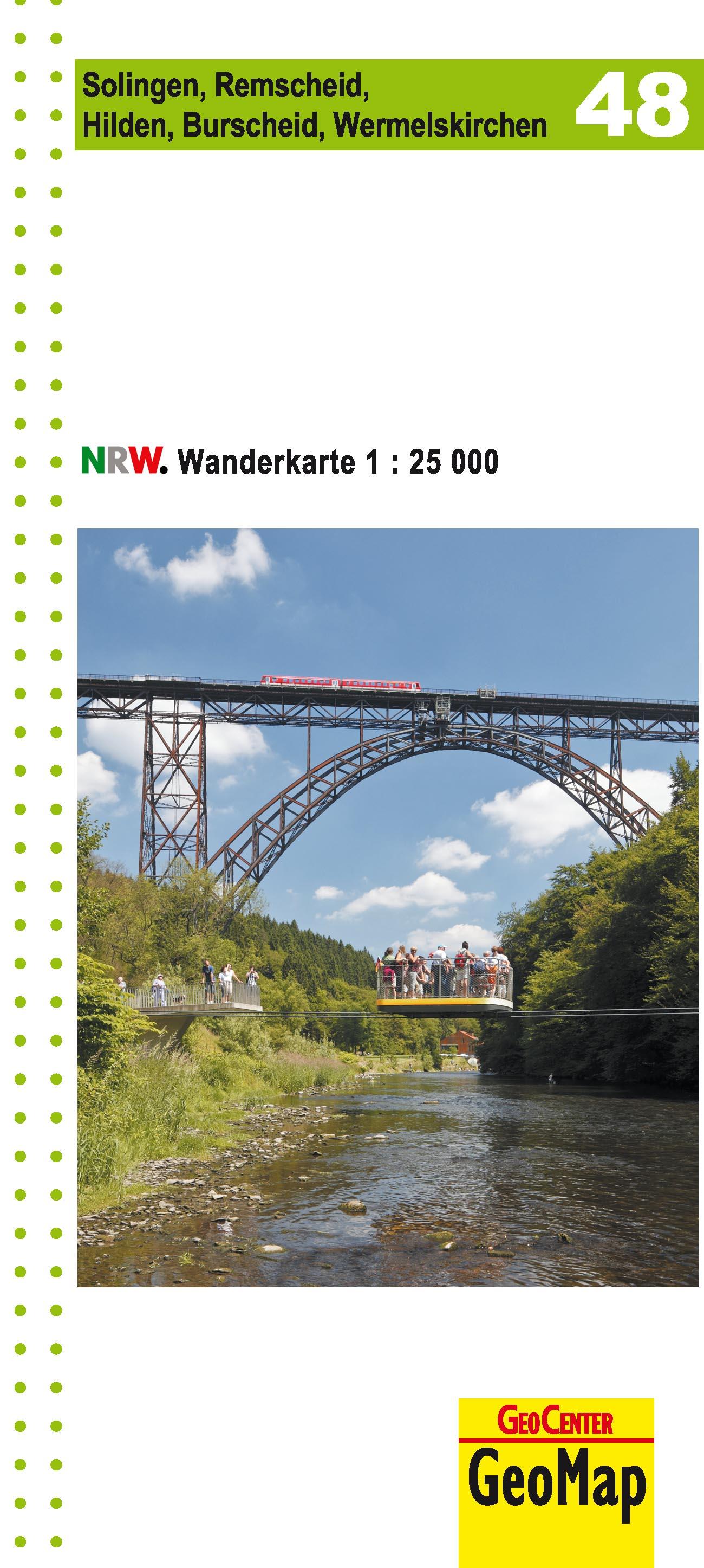 NRW Wanderkarte 48 Solingen, Remscheid, Hilden, Burscheid, Wermelskirchen  1 : 25 000