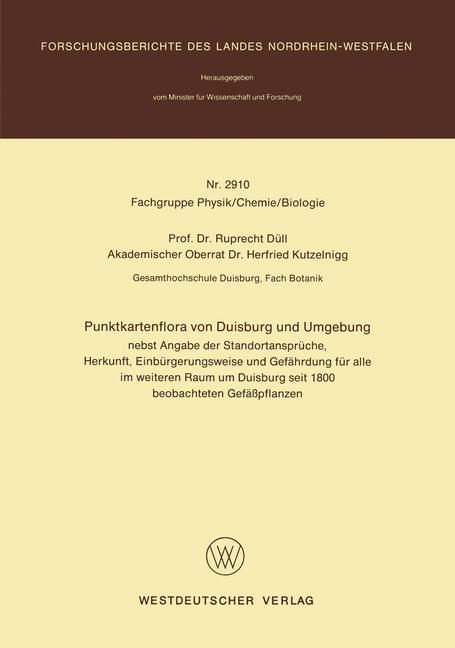 Punktkartenflora von Duisburg und Umgebung