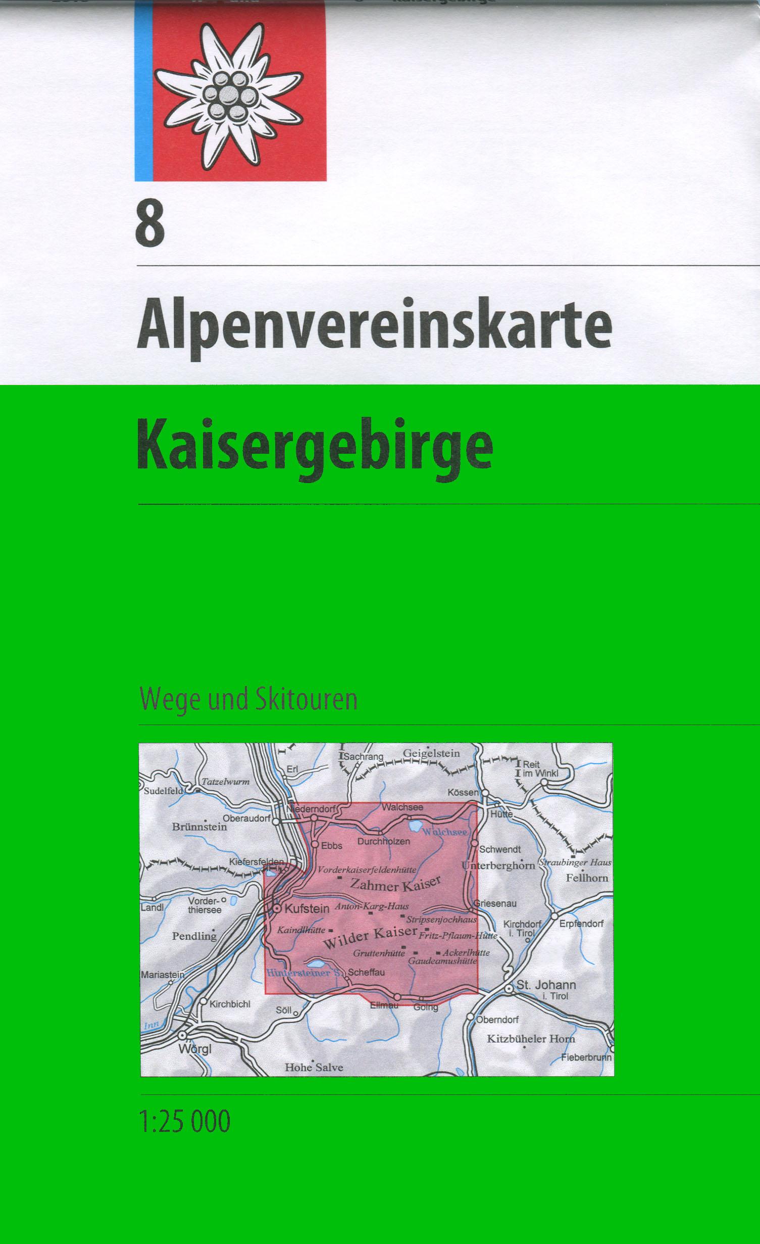 DAV Alpenvereinskarte 08 Kaisergebirge 1 : 25 000 mit Wegmarkierungen und Skirouten