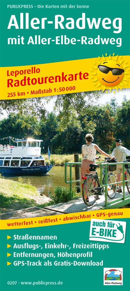 Radwanderkarte Aller-Radweg mit Aller-Elbe-Radweg 1 : 50 000