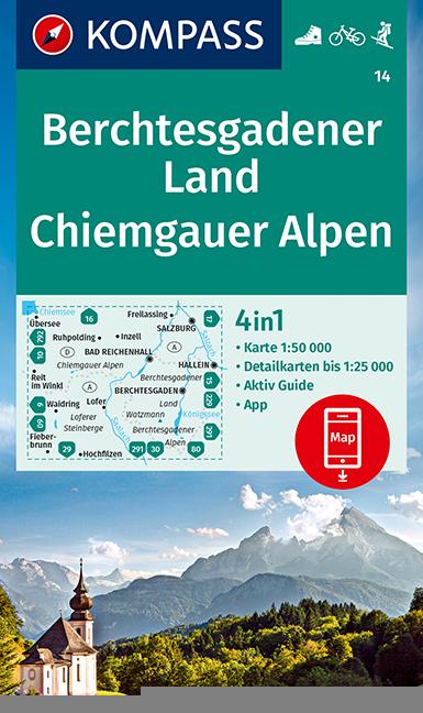 KOMPASS Wanderkarte 14 Berchtesgadener Land, Chiemgauer Alpen 1:50.000