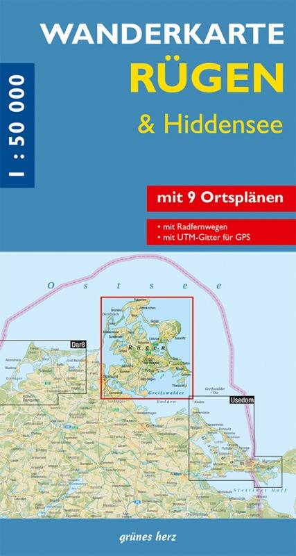 Wanderkarte Rügen & Hiddensee 1 : 50 000