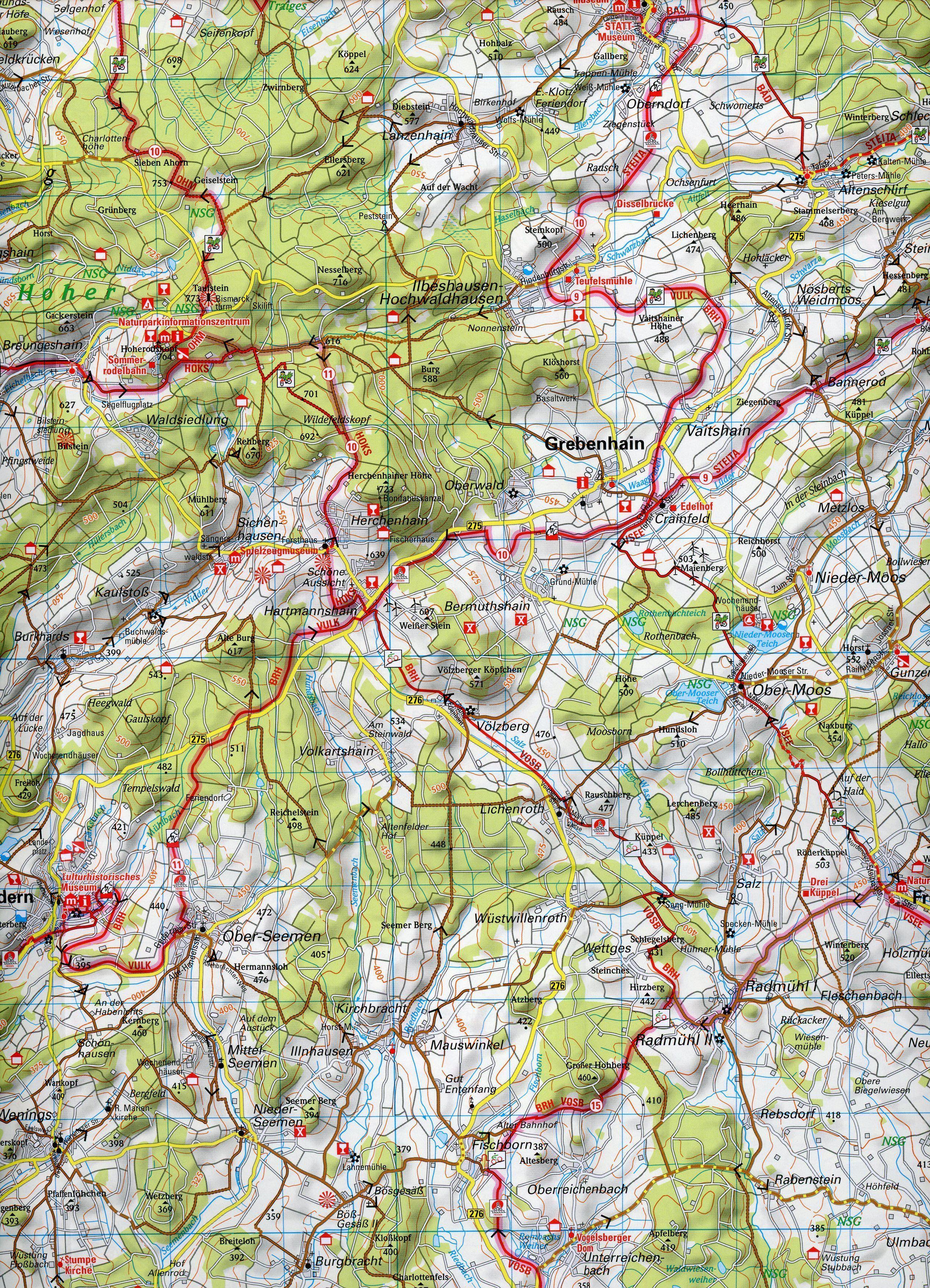 ADFC-Regionalkarte Vogelsberg Wetterau, 1:75.000, mit Tagestourenvorschlägen, reiß- und wetterfest, E-Bike-geeignet, GPS-Tracks Download