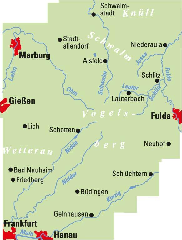 ADFC-Regionalkarte Vogelsberg Wetterau, 1:75.000, mit Tagestourenvorschlägen, reiß- und wetterfest, E-Bike-geeignet, GPS-Tracks Download