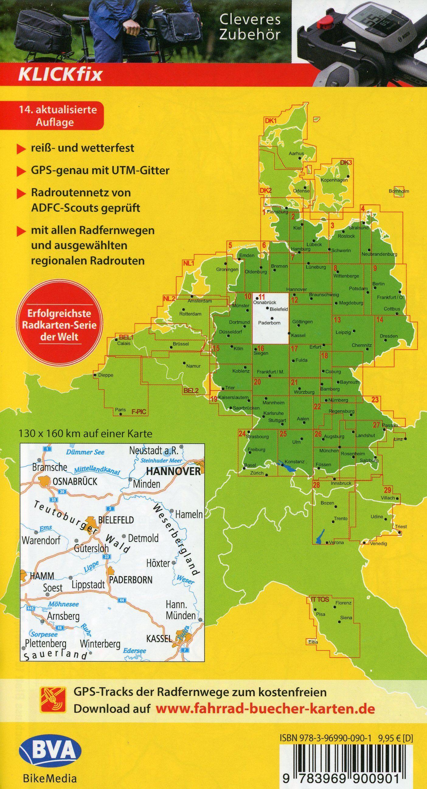 ADFC-Radtourenkarte 11 Ostwestfalen Sauerland 1:150.000, reiß- und wetterfest, E-Bike geeignet, GPS-Tracks Download