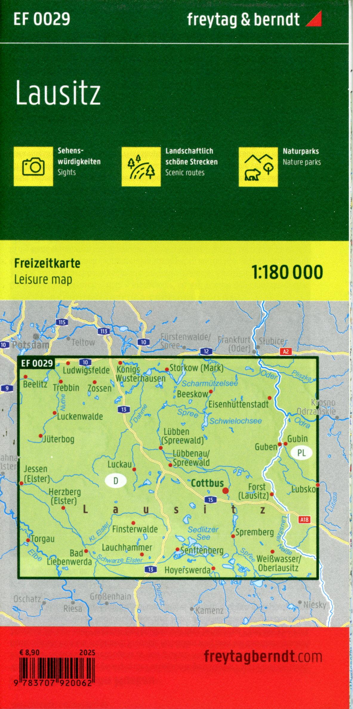 Lausitz, Freizeitkarte 1:180.000, freytag & berndt