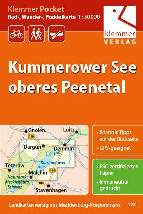 Klemmer Pocket Rad-, Wander- und Paddelkarte Kummerower See - oberes Peenetal