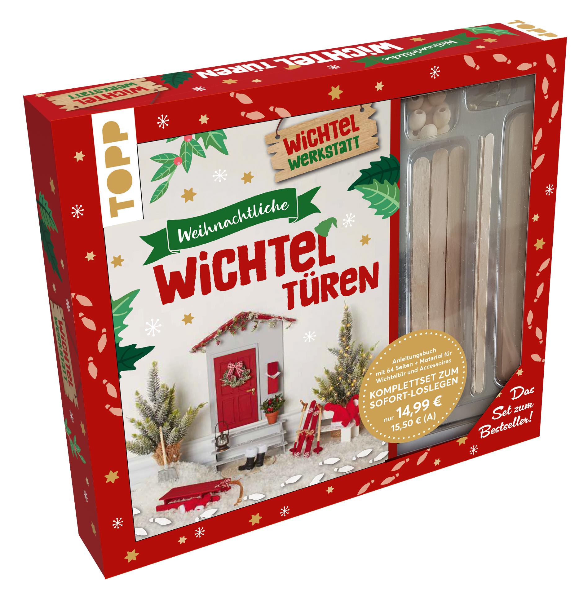 Kreativ-Set Weihnachtliche Wichteltüren. Anleitungsbuch + Material. Set zum Buch