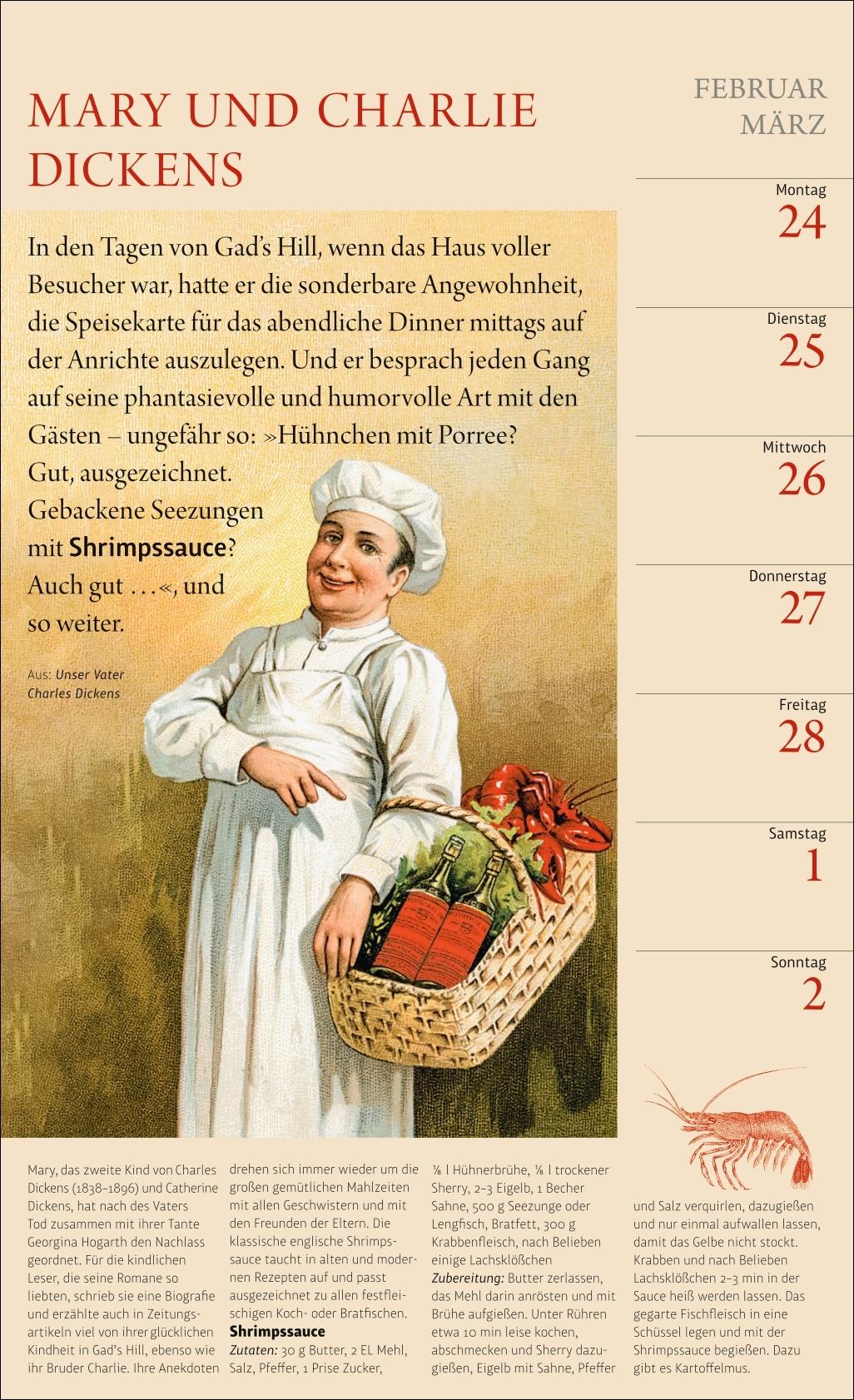 Der literarische Küchenkalender Wochenkalender 2025