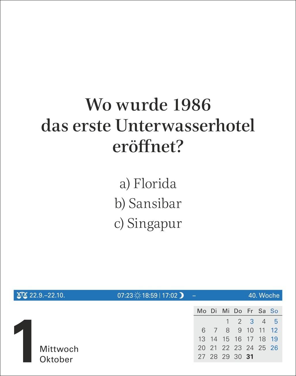 Wissen Tagesabreißkalender 2025 - Quizfragen aus Geschichte, Politik, Kultur, Technik und Sport