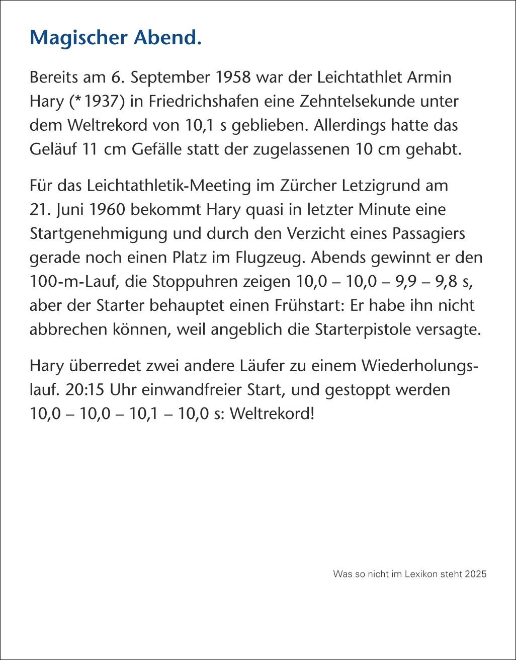 Was so nicht im Lexikon steht Tagesabreißkalender 2025 - Kuriositäten, Histörchen und merkwürdige Geschichten