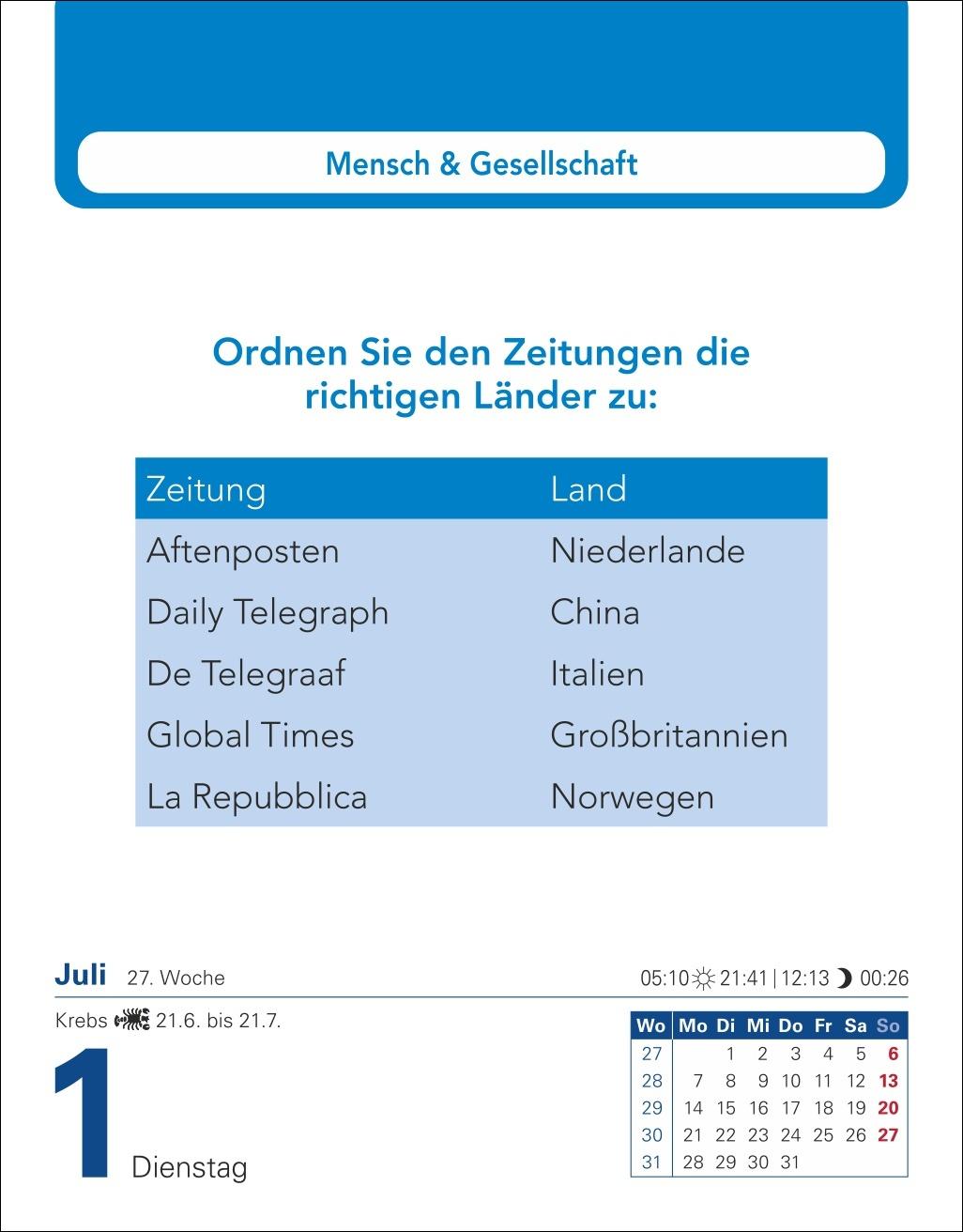 Allgemeinbildung Tagesabreißkalender 2025 - Das tägliche Wissens-Quiz