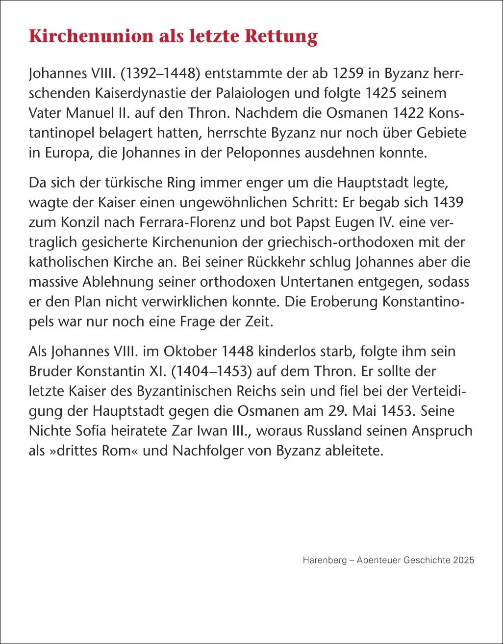 Abenteuer Geschichte Tagesabreißkalender 2025 - Menschen, Ereignisse, Epochen - von den Anfängen bis heute