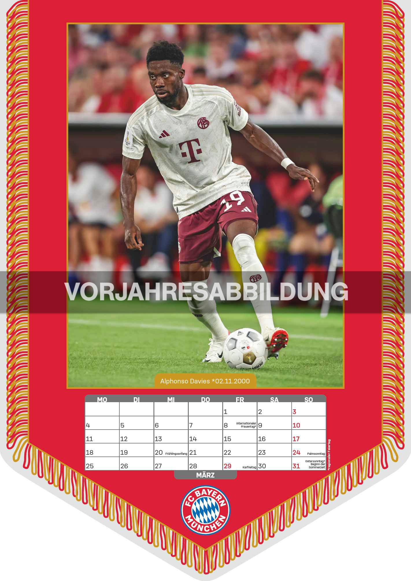 FC Bayern München 2025 - Mini-Bannerkalender - Fan-Kalender - Fußball-Kalender - 21x29,7 - Sport