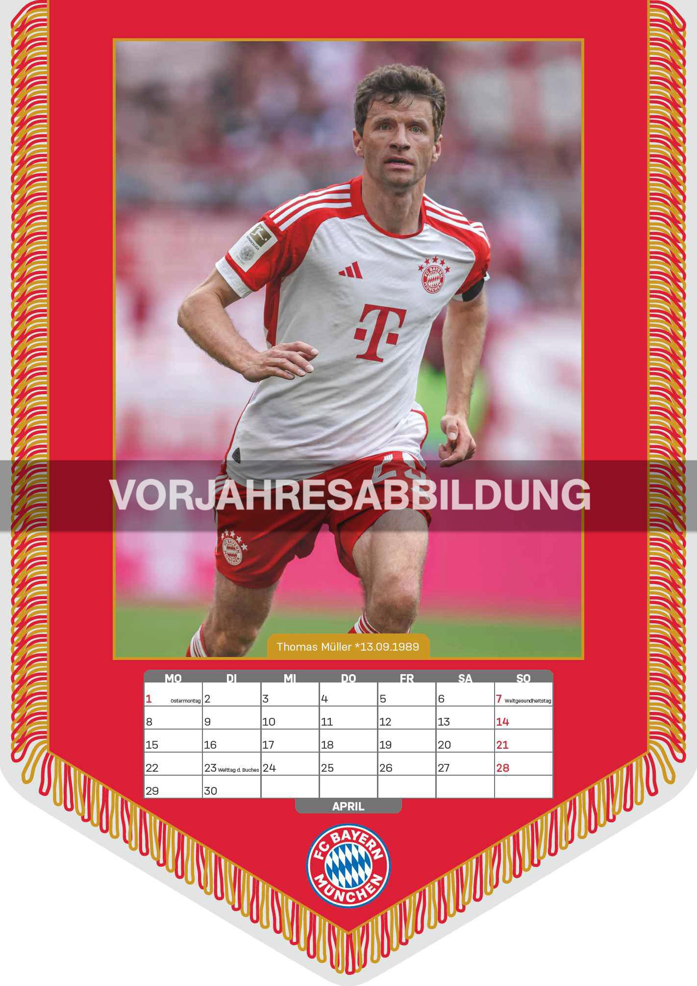 FC Bayern München 2025 - Mini-Bannerkalender - Fan-Kalender - Fußball-Kalender - 21x29,7 - Sport