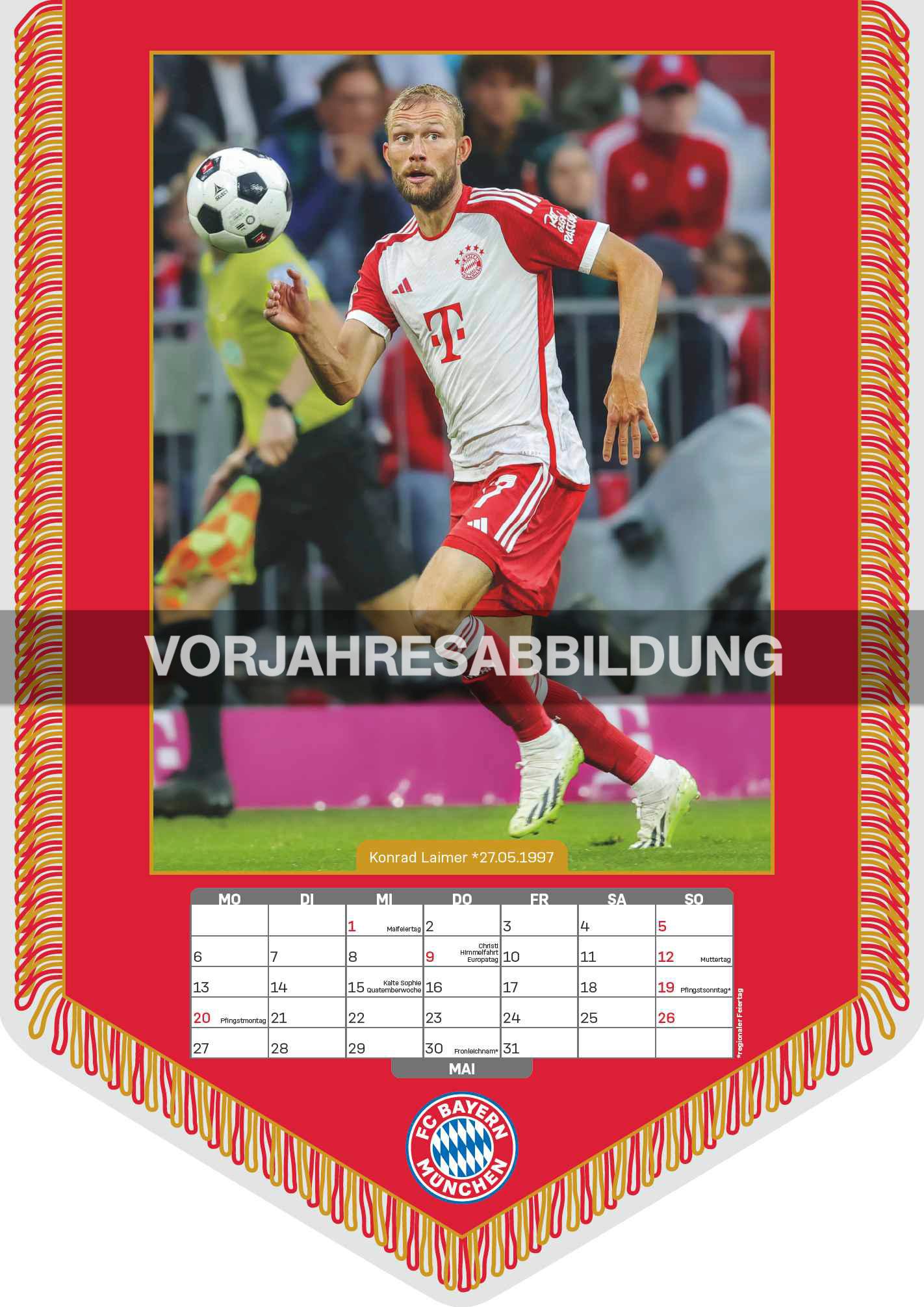 FC Bayern München 2025 - Mini-Bannerkalender - Fan-Kalender - Fußball-Kalender - 21x29,7 - Sport