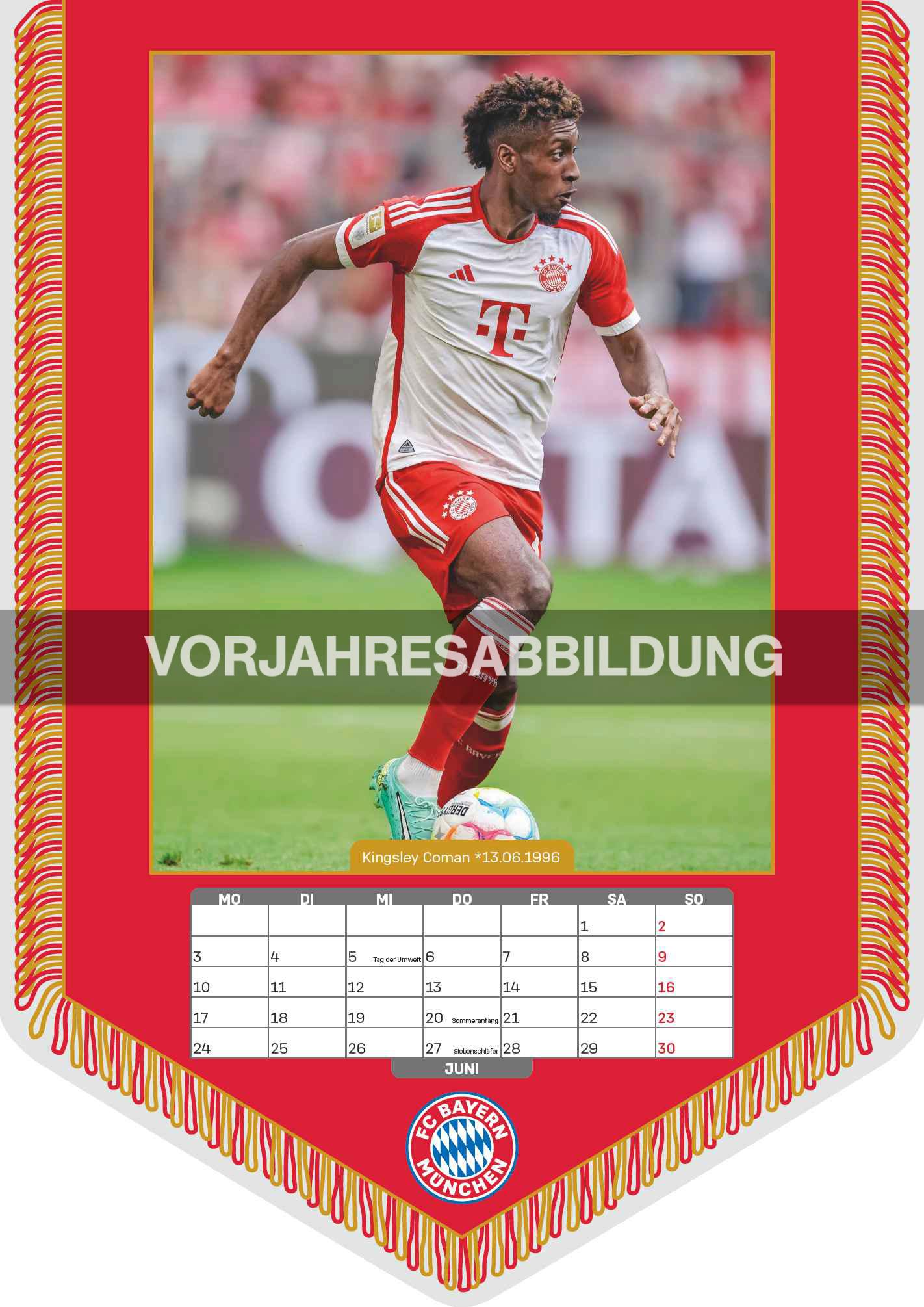 FC Bayern München 2025 - Mini-Bannerkalender - Fan-Kalender - Fußball-Kalender - 21x29,7 - Sport