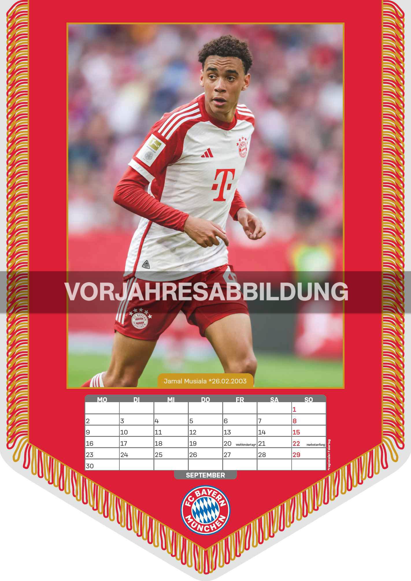 FC Bayern München 2025 - Mini-Bannerkalender - Fan-Kalender - Fußball-Kalender - 21x29,7 - Sport