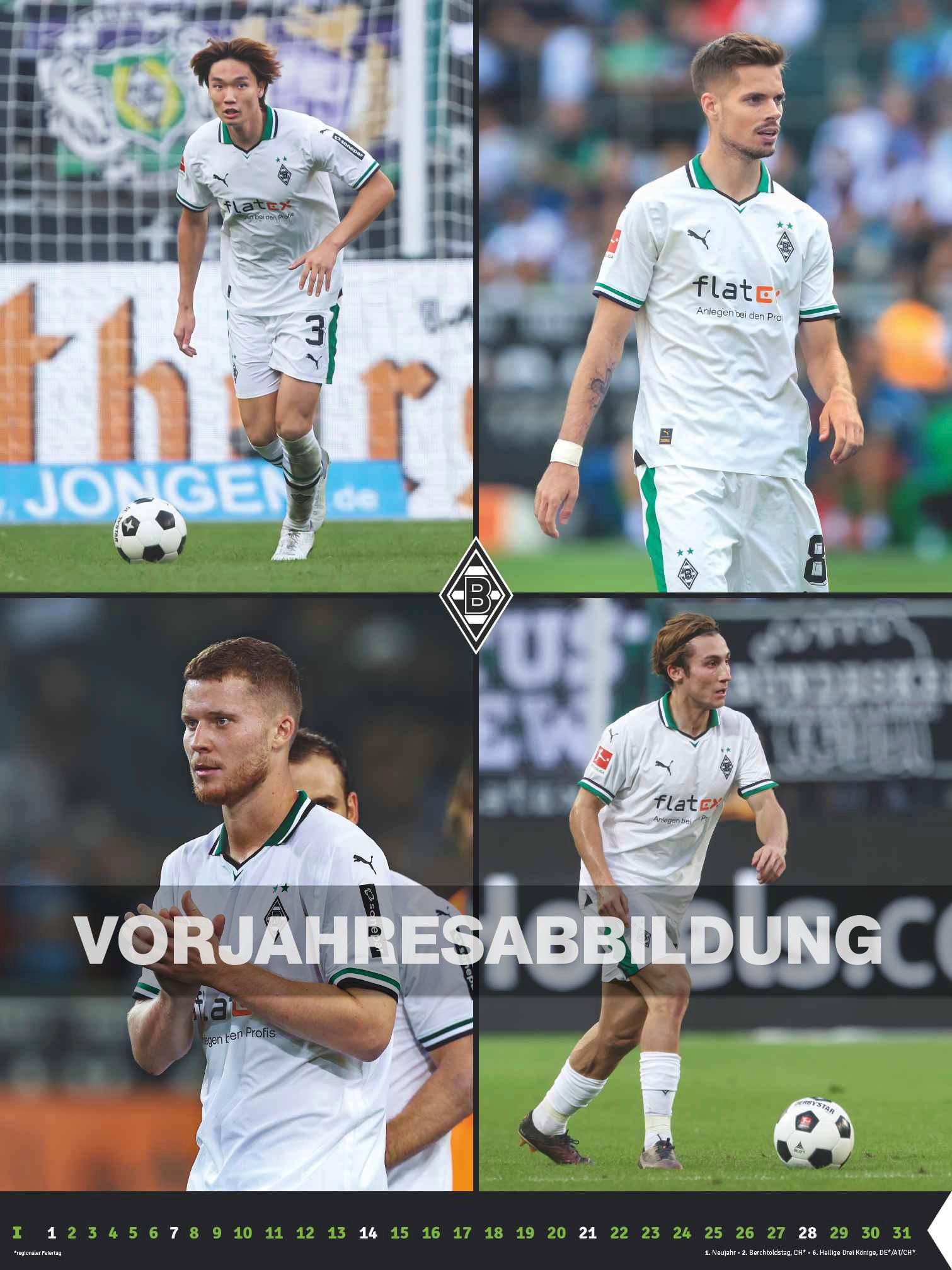 Borussia Mönchengladbach 2025 - Wandkalender XL - Fußballkalender - Fankalender - 48x64 - Sport