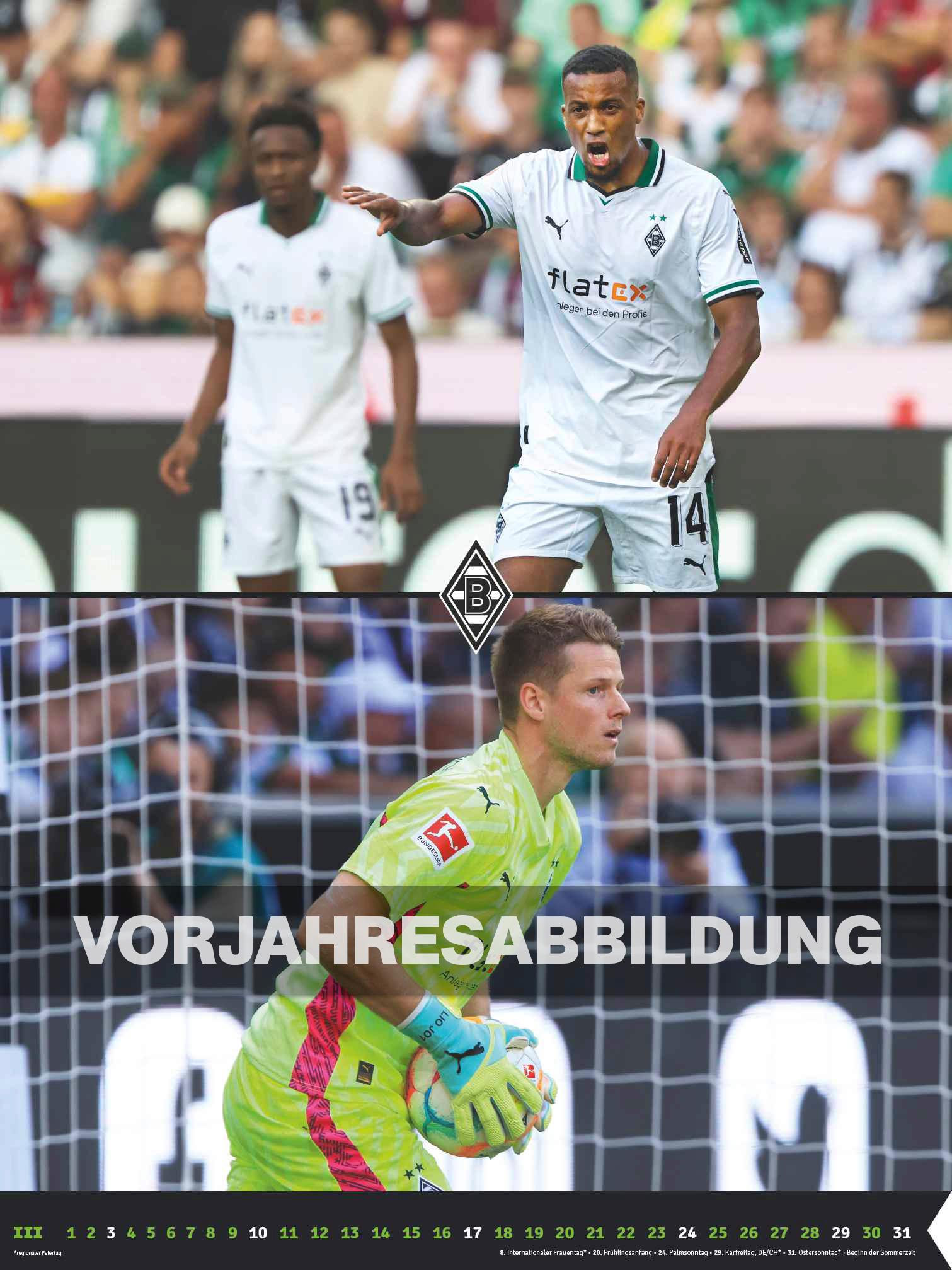 Borussia Mönchengladbach 2025 - Wandkalender XL - Fußballkalender - Fankalender - 48x64 - Sport