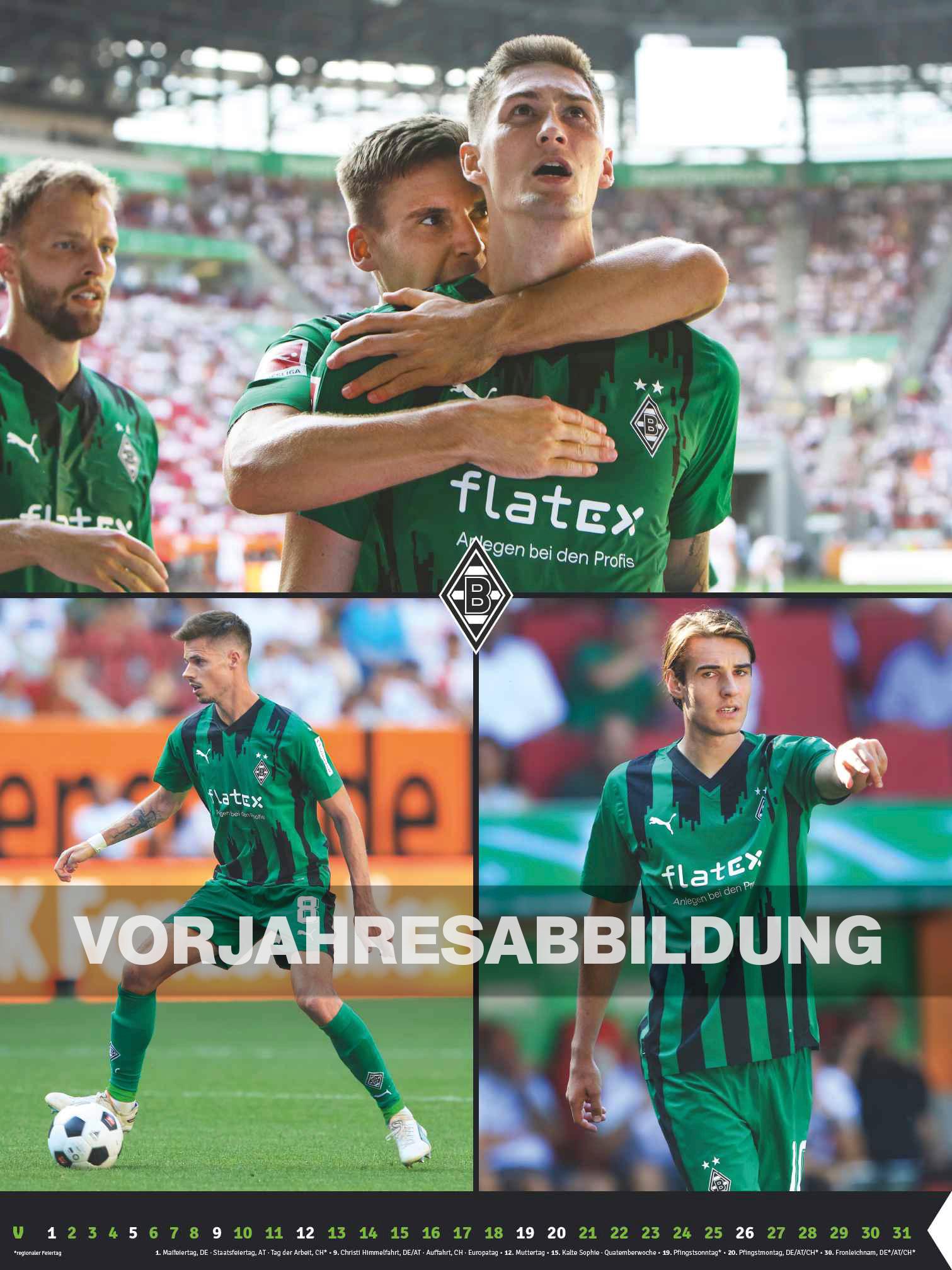 Borussia Mönchengladbach 2025 - Wandkalender XL - Fußballkalender - Fankalender - 48x64 - Sport