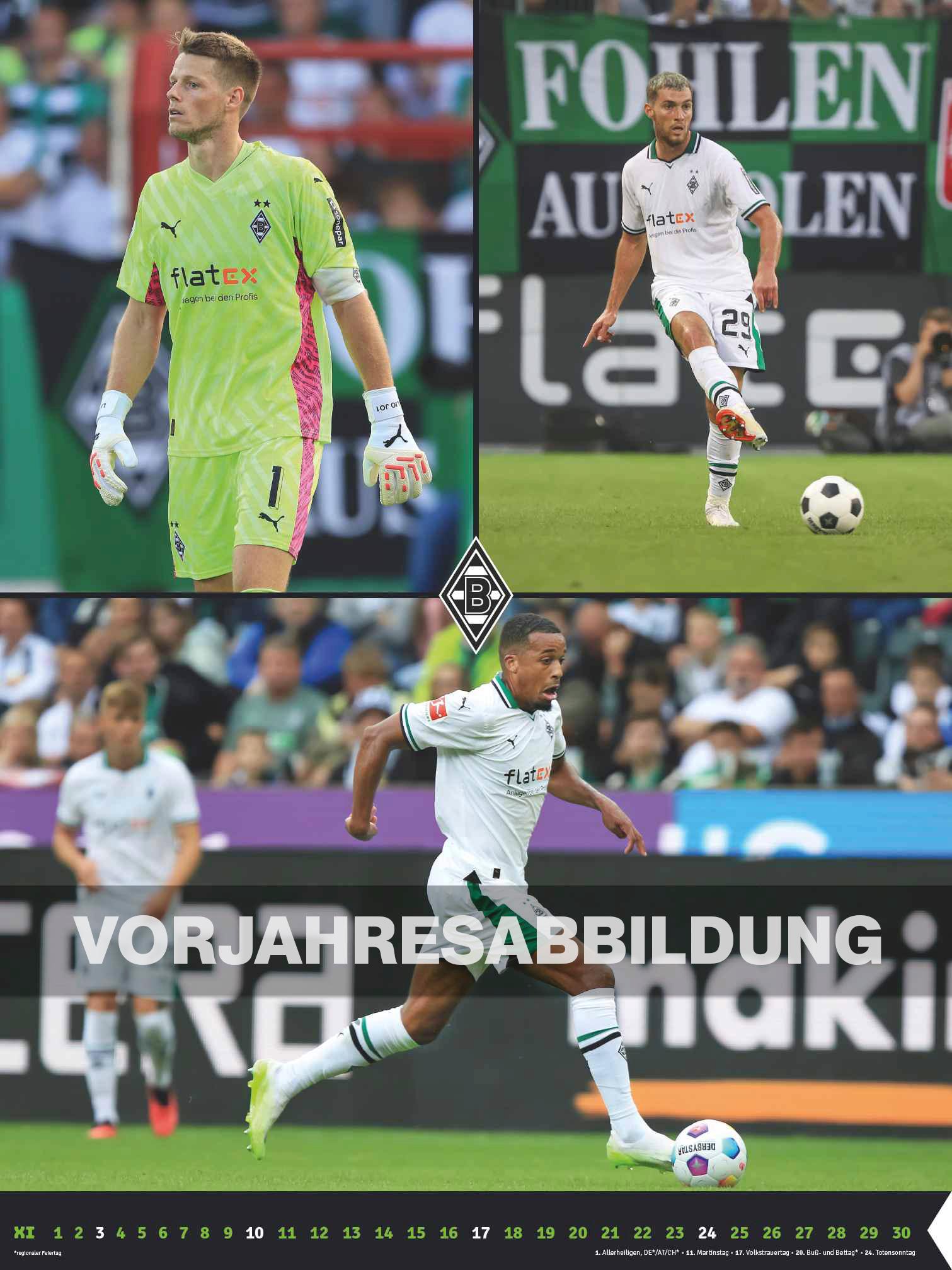 Borussia Mönchengladbach 2025 - Wandkalender XL - Fußballkalender - Fankalender - 48x64 - Sport