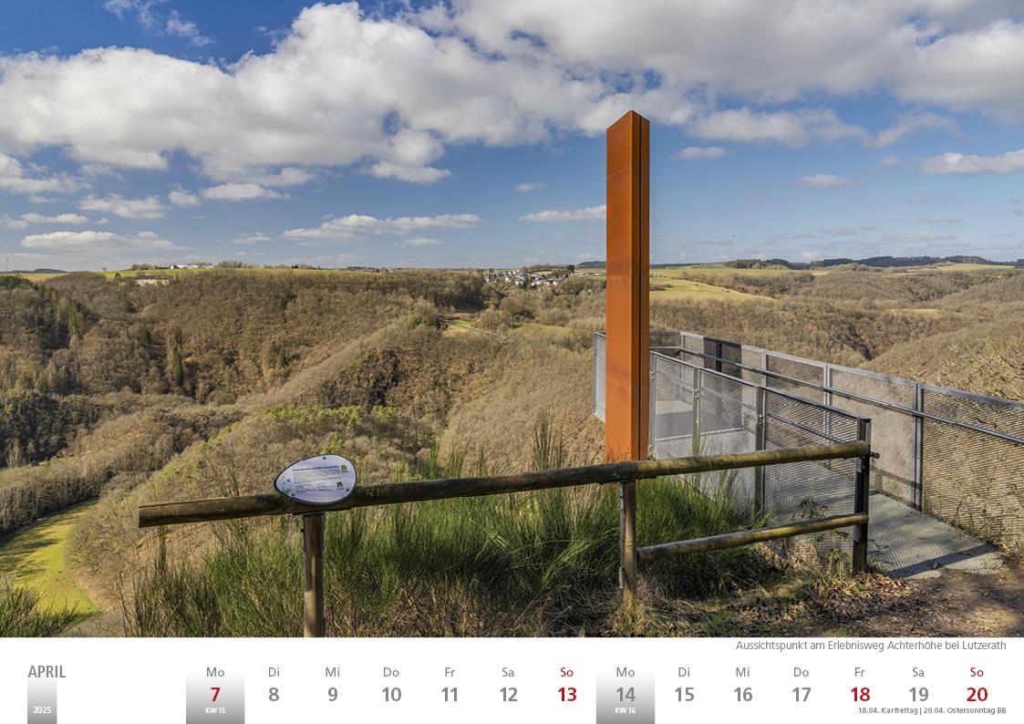 Die Eifel in Wort und Bild 2025 Bildkalender A4 quer, 28 Bilder auf 60 Seiten spiralgebunden