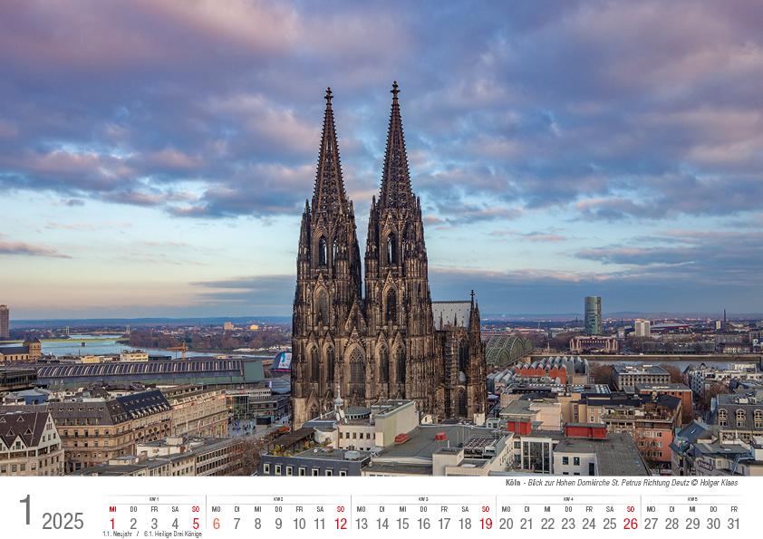 Köln 2025 Bildkalender A4 quer, spiralgebunden