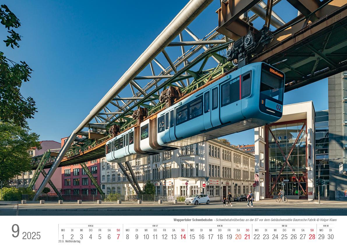 Wuppertaler Schwebebahn 2025 Bildkalender A3 Spiralbindung