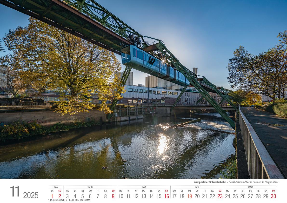 Wuppertaler Schwebebahn 2025 Bildkalender A3 Spiralbindung