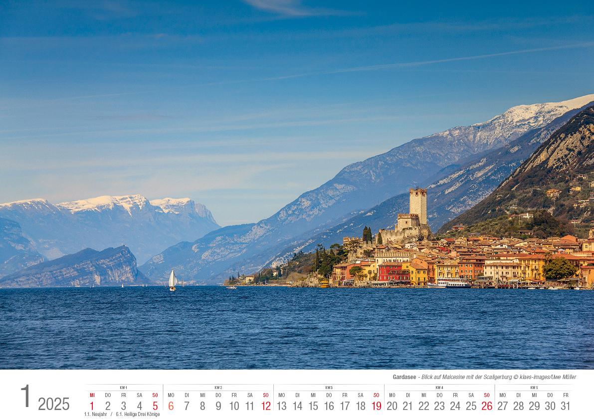 Gardasee 2025 Bildkalender A3 cm quer, spiralgebunden