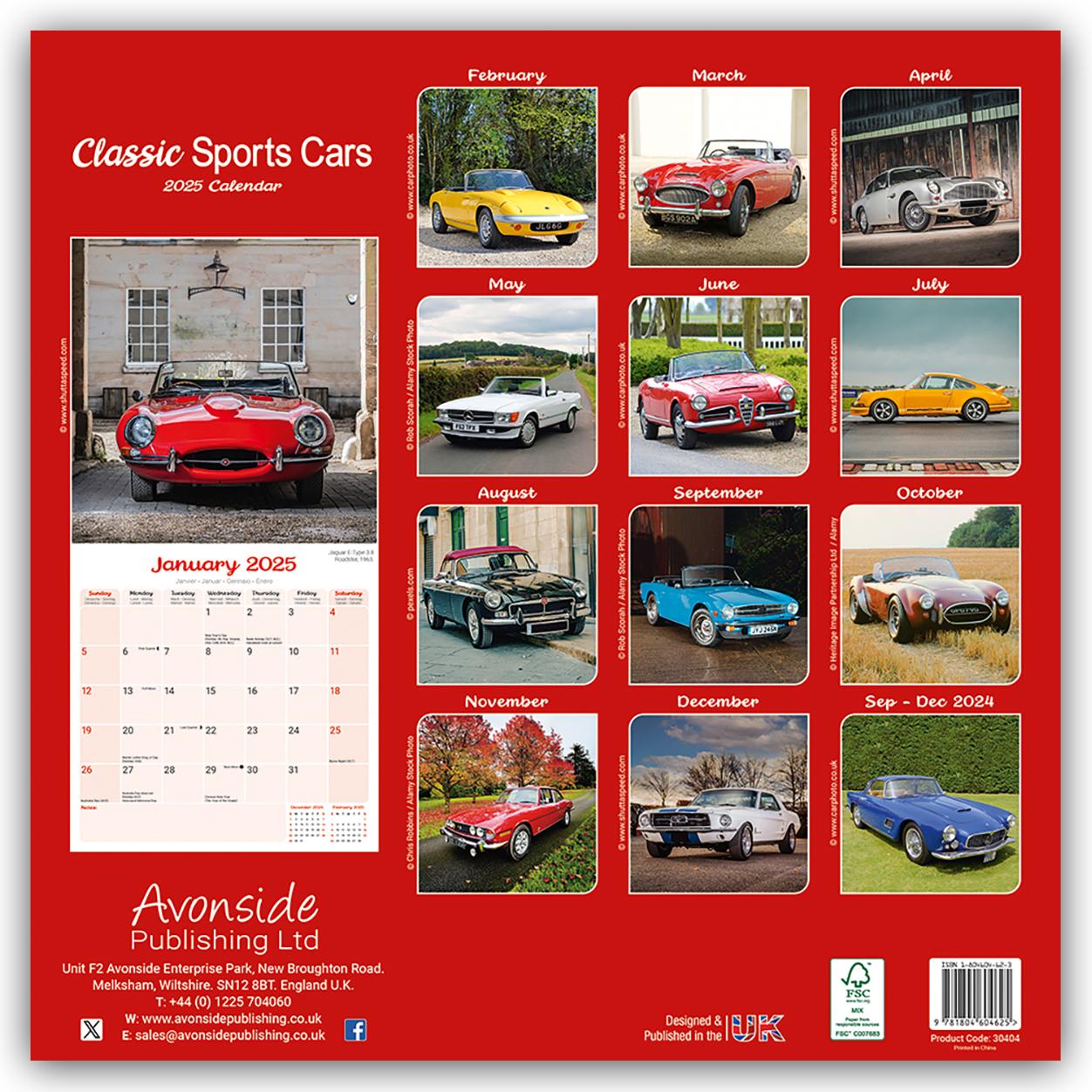 Classic Sports Cars - Sportwagen-Oldtimer 2025 - 16-Monatskalender