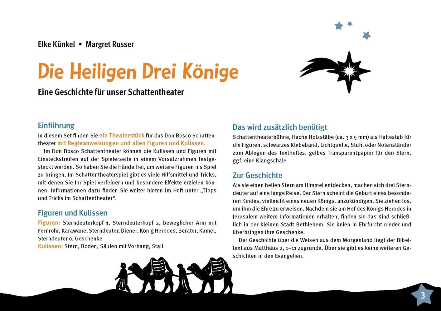 Die Heiligen Drei Könige. Eine Geschichte für unser Schattentheater