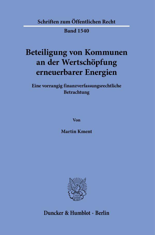 Beteiligung von Kommunen an der Wertschöpfung erneuerbarer Energien