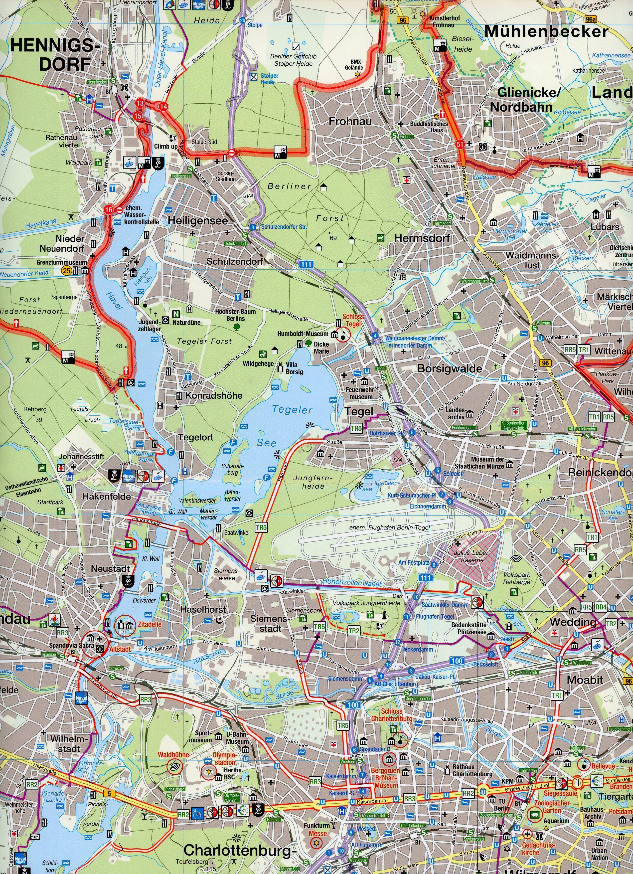 Pocket-Fahrradkarte Berliner Mauerweg 1:60 000