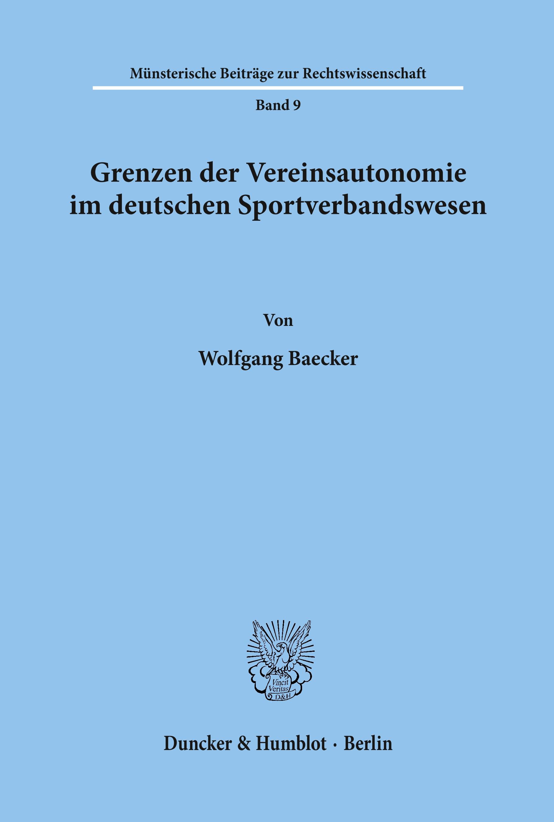 Grenzen der Vereinsautonomie im deutschen Sportverbandswesen.