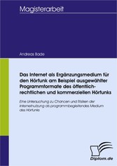 Das Internet als Ergänzungsmedium für den Hörfunk am Beispiel ausgewählter Programmformate des öffentlich-rechtlichen und kommerziellen Hörfunks