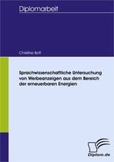 Sprachwissenschaftliche Untersuchung von Werbeanzeigen aus dem Bereich der erneuerbaren Energien