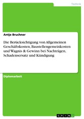 Die Berücksichtigung von Allgemeinen Geschäftskosten, Baustellengemeinkosten und Wagnis & Gewinn bei Nachträgen, Schadensersatz und Kündigung