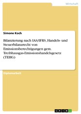 Bilanzierung nach IAS/IFRS, Handels- und Steuerbilanzrecht von Emissionsberechtigungen gem. Treibhausgas-Emissionshandelsgesetz (TEHG)