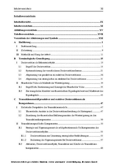 Erfolg durch Desinvestitionen