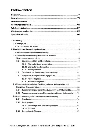 Residualgewinnkonzepte zur externen Aktienanalyse