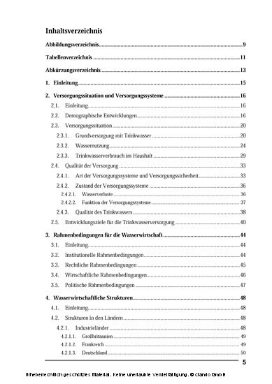 Trinkwasserversorgung im internationalen Vergleich