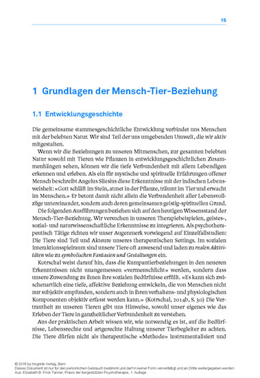 Praxis der tiergestützten Psychotherapie