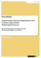 Gegenwärtige Nutzung, Möglichkeiten und  Grenzen ausgewählter Marketinginstrumente