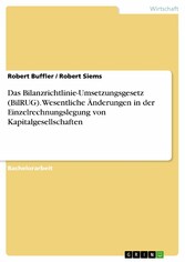 Das Bilanzrichtlinie-Umsetzungsgesetz (BilRUG). Wesentliche Änderungen in der Einzelrechnungslegung von Kapitalgesellschaften