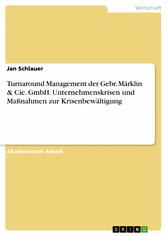 Turnaround Management der Gebr. Märklin & Cie. GmbH. Unternehmenskrisen und Maßnahmen zur Krisenbewältigung