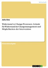 Widerstand in Change-Prozessen. Gründe für Widerstand im Changemanagement und Möglichkeiten der Intervention