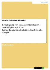 Bewältigung von Unternehmenskrisen durch Eigenkapital von Private-Equity-Gesellschaften. Eine kritische Analyse